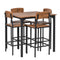 HOMCOM 5-Piece Counter Height Bar Table and Chair Set Square Dining Table 4 Seater Industrial Pub Style