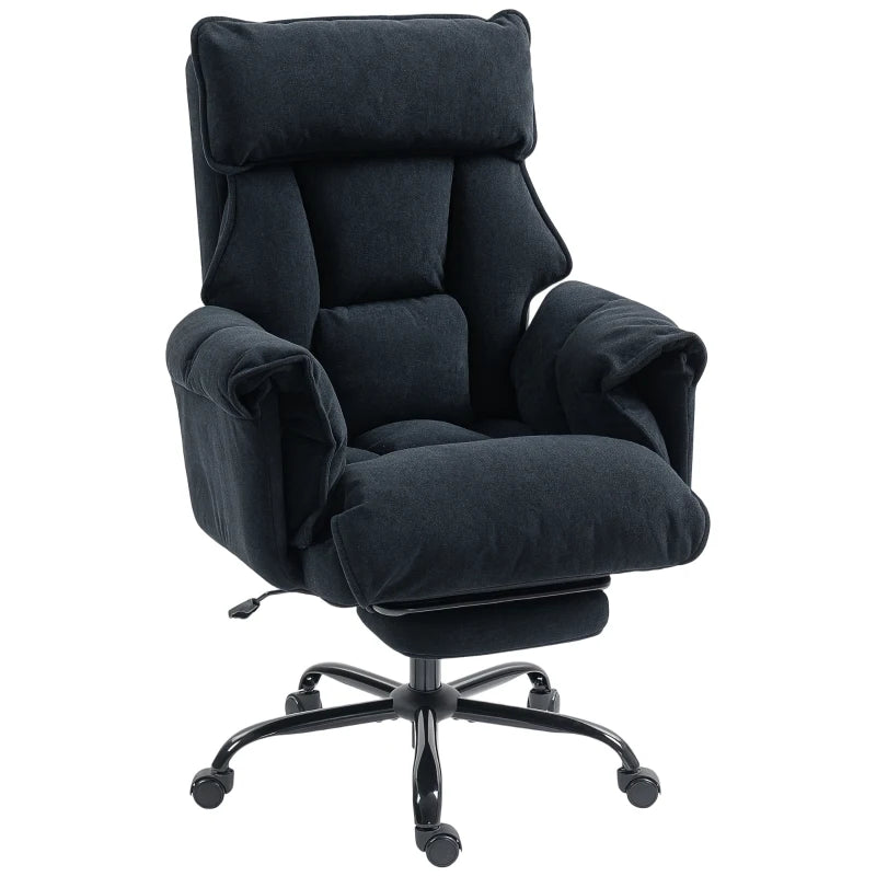 Desk Chair, Computer Office Chair with Footrest, Adjustable Backrest and Headrest, Black
