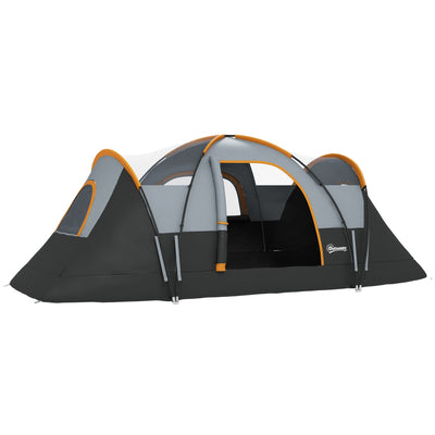 Outsunny Family Camping Tent for 5-6 Person with Lighting Hook & Carrying Bag in Cream 