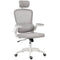 Ergonomic Mesh Office Chair, High Back Desk Chair with Rotatable Headrest, Flip-Up Armrests, Lumbar Support, Grey