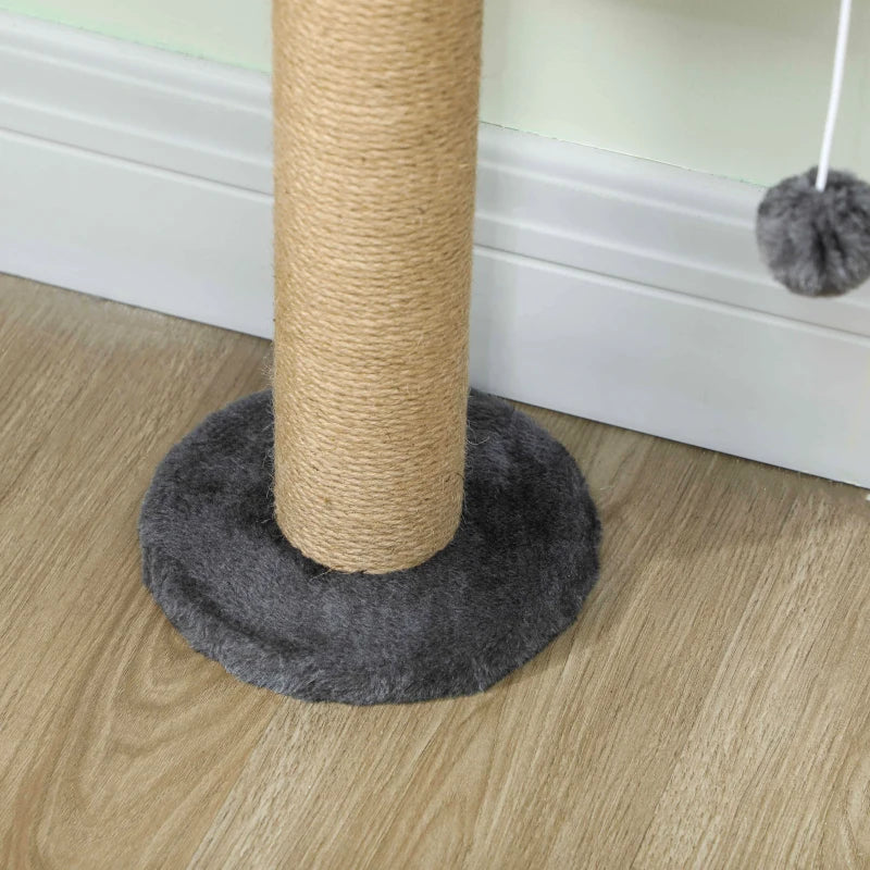 Cat Wall Shelves, Cat Wall Furniture with 4 Platforms, Jute Scratching Post for Indoor Playing, Climbing, Dark Grey