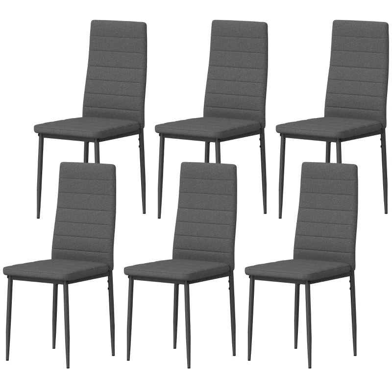 Modern Dining Chairs, Set of 6, High Back Linen Fabric Upholstery and Metal Legs for the Living Room, Home, Grey