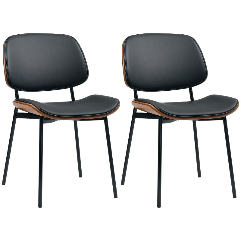 Dining Chairs Set of 2, Mid Century Modern Dining Room Chairs with Bentwood Back and Metal Legs for Kitchen Living Room