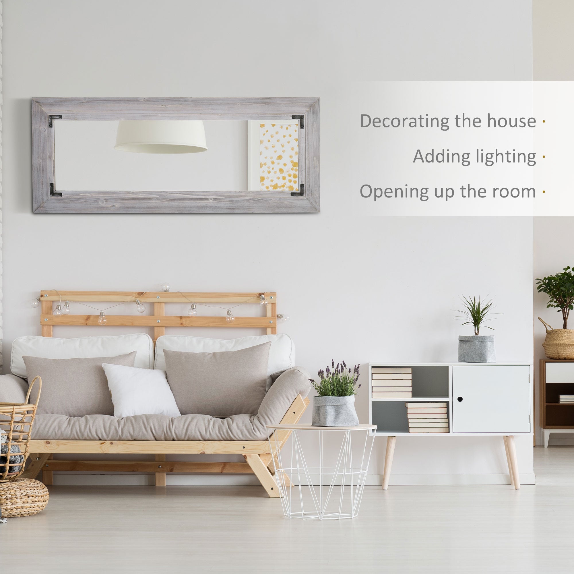 HOMCOM Farmhouse Flair: 59" x 23.5" Full Length Wall Mirror, Rustic Grey Finish for Living Room, Bedroom Decor 