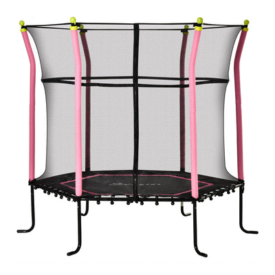 Soozier 63" Kids Trampoline Mini Indoor/Outdoor Bouncer Jumper Enclosure Net Elastic Padded Pole Gift Pink 3-10 Years 