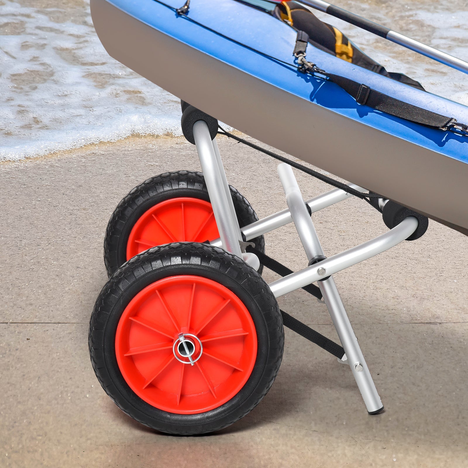 Soozier Kayak Cart Boat Canoe Trolley Carrier Dolly Transport No-Flat Wheels Silver 