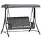 Outsunny 3 Person Porch Swing Chair - High Back Design, Side Pouches, Adjustable Canopy for Comfort, Dark Grey