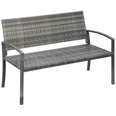 Outsunny Rattan Garden Oasis: Hand-Woven Portable Backyard Loveseat, Grey Wicker Relaxation 