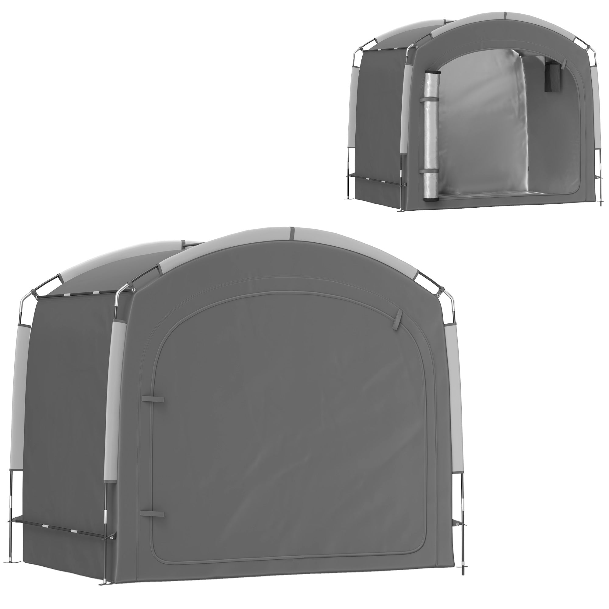 Outsunny Bike Storage Shed Tent, Portable and Waterproof with 210D Oxford Fabric and Carry Bag for 3-4 Bicycles, Dark Grey 