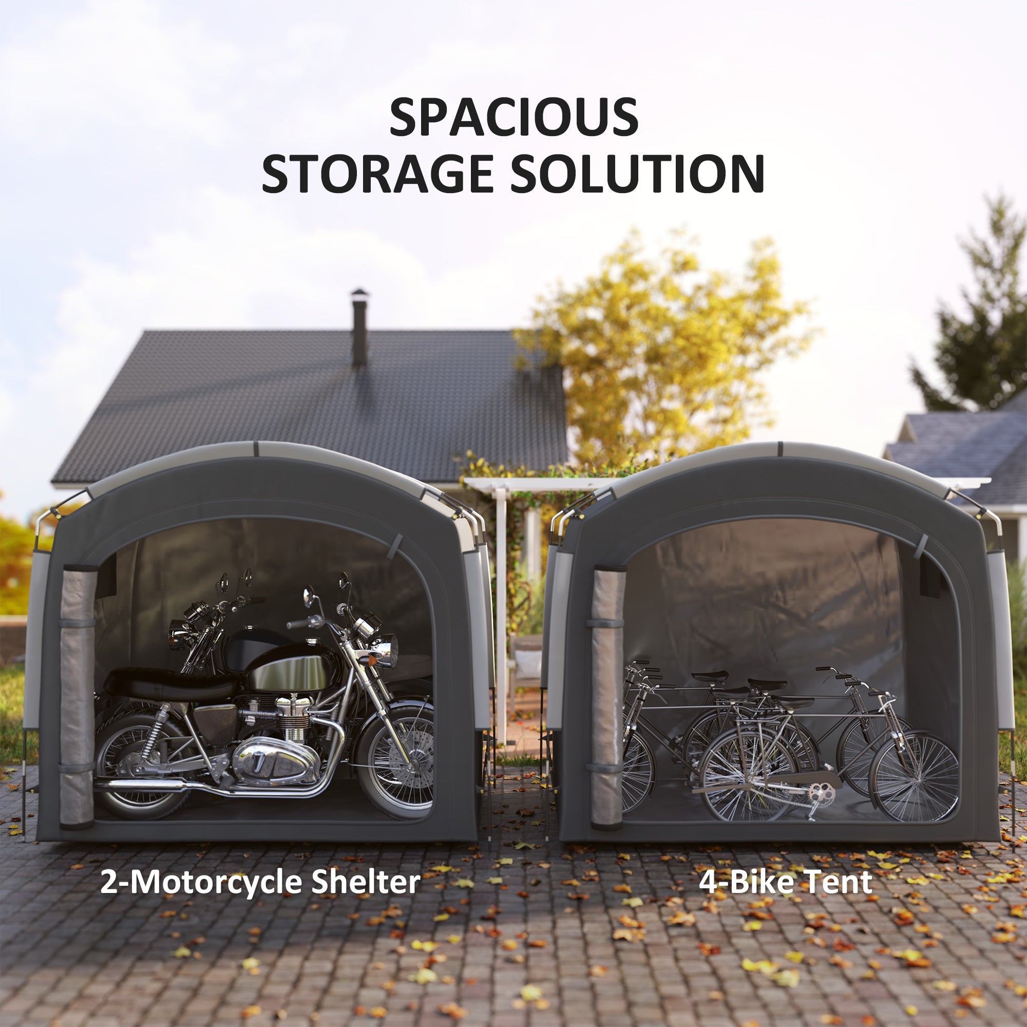 Outsunny Bike Storage Shed Tent, Portable and Waterproof with 210D Oxford Fabric and Carry Bag for 3-4 Bicycles, Dark Grey 