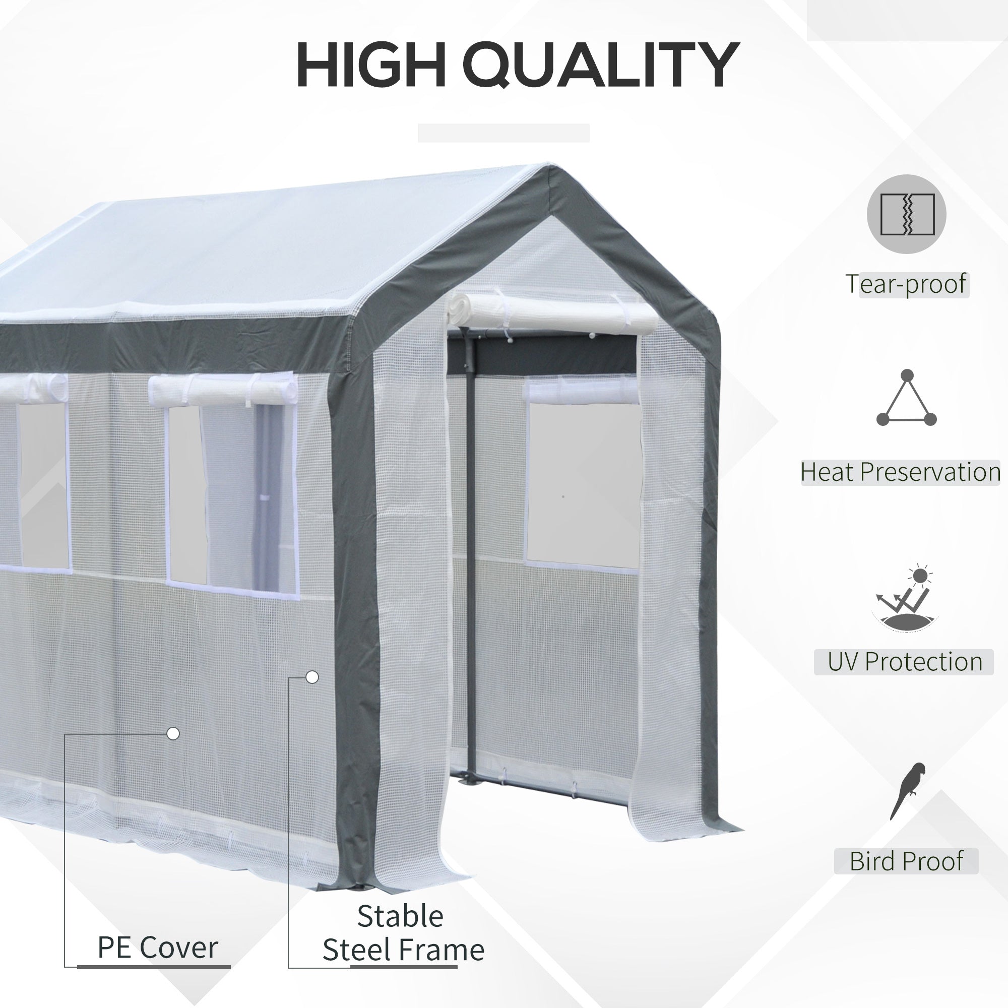 Outsunny Heavy-duty Walk-in Greenhouse 8' x 6' x 7.5' Outdoor Polytunnel for Vegetable Plant Growth Warm House 