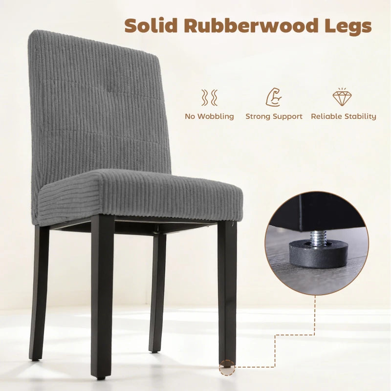 Modern Dining Chairs Set of 4, Kitchen Chairs with Rubberwood Legs and Padded Seat, Dark Grey