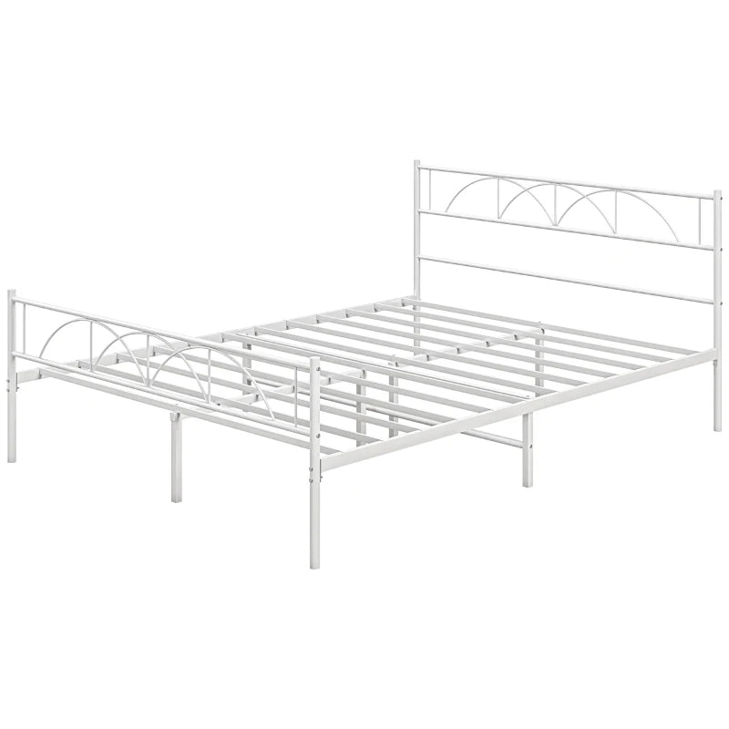 Metal Full Platform Bed Frame with Headboard, Steel Slat Support, Underbed Storage, No Box Spring Needed, Easy Assembly