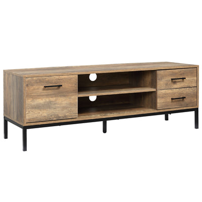 HOMCOM Contemporary Coffee Convergence: TV Stand for up to 50" TVs, Entertainment Center with Door, Open Storage, Drawers, Steel Legs 