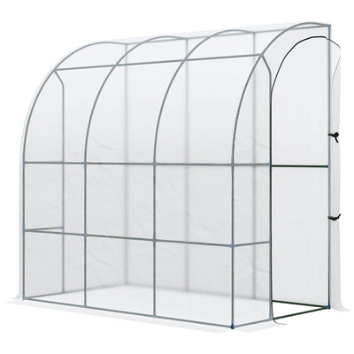 Outsunny 7'x4' Walk-In Polycarbonate Greenhouse: With Roll-Up Door for Plants, Herbs, White 