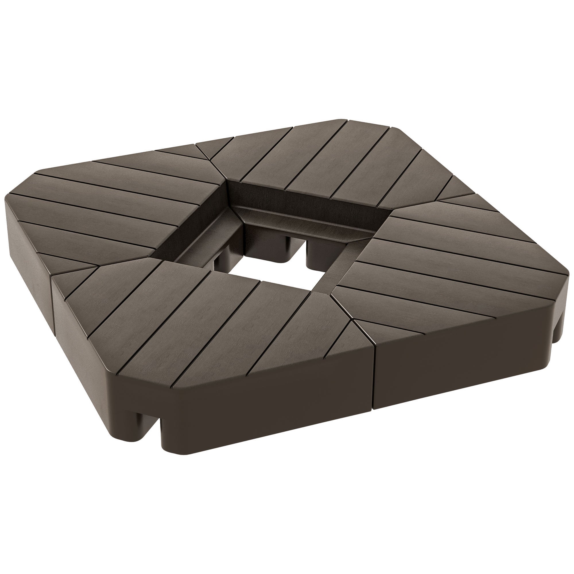 Outsunny Offset Umbrella Base Outdoor Umbrella Weights, 132 lb. Capacity Water or 176 lb. Capacity Sand, Brown 