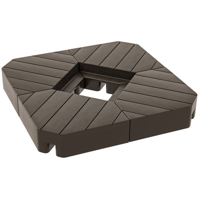Outsunny Offset Umbrella Base Outdoor Umbrella Weights, 132 lb. Capacity Water or 176 lb. Capacity Sand, Brown 
