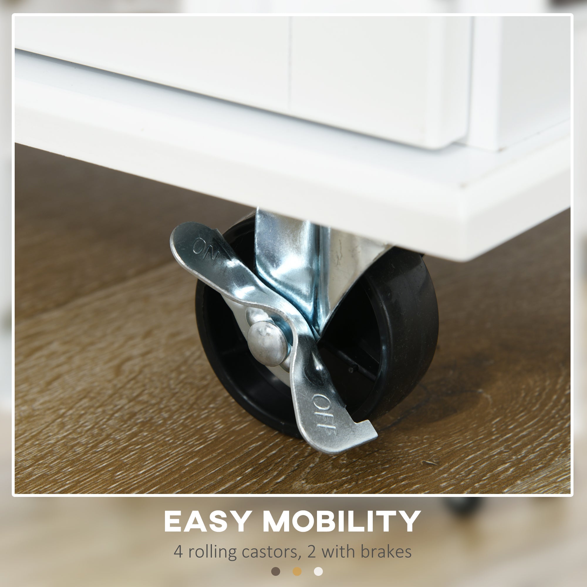 HOMCOM Rolling Kitchen Sidekick: White Island Cart with Drop Leaf, 3 Drawers, Spice Rack, Towel Rack, Natural Wood Top 