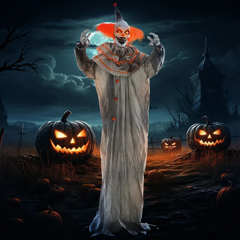 HOMCOM 6.4' Life-Size Winged Grim Reaper – Animated Halloween Decoration, Light-Up Eyes 