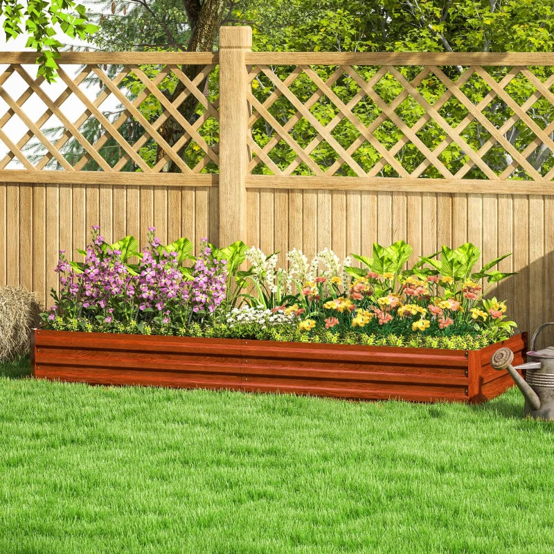95" x 36" x 12" Galvanized Raised Garden Bed, Metal Elevated Planter Box for Growing Flowers, Herbs, Succulents, Brown