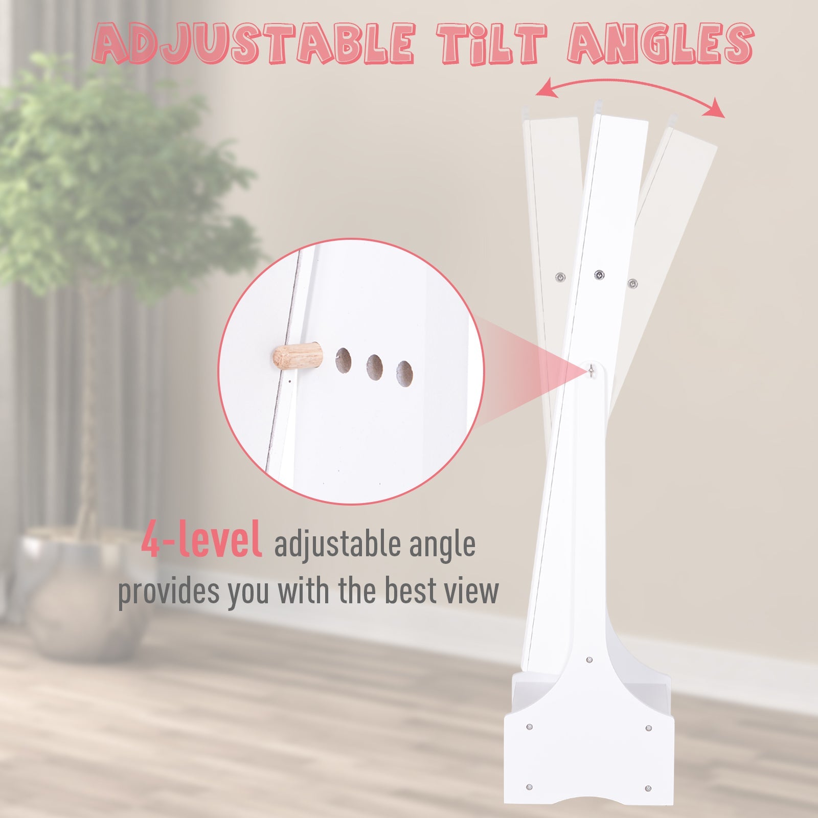 HOMCOM Standing Jewelry Armoire: With LED Lights, Full-Length Mirror, Adjustable Angle, White 