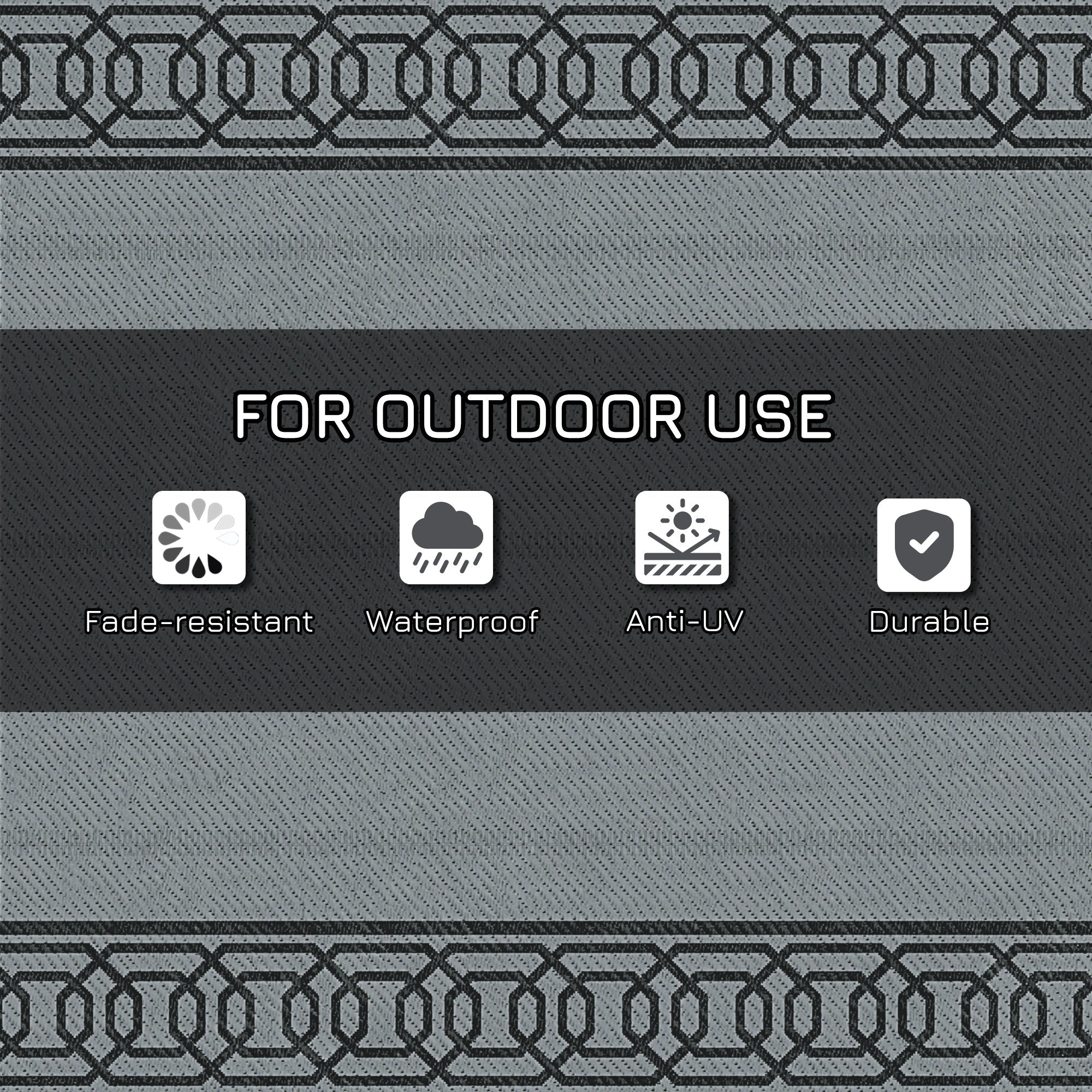 Outsunny 9' x 12' Portable Outdoor Rug Reversible Waterproof Mat with Carry Bag for RV Backyard Deck Black 
