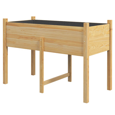 Outsunny Wooden Raised Garden Bed with Drainage - Ideal for Vegetables, Flowers, Herbs, Outdoor Planter Box, 45.3"x21.7"x31.5" 