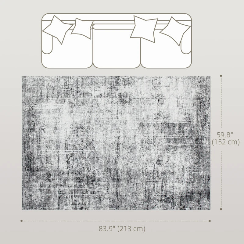 Area Rug for Living Room 5x7, Modern Abstract Machine Washable Rug, Non-Slip Carpet for Bedroom, Dining Room, Grey