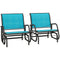 Patio Glider Set of 2 Outdoor Glider Chair with Breathable Mesh Seat & Backrest, Armrests and Metal Frame, Blue