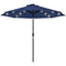 9ft Solar Patio Umbrella Outdoor Sunshade 24 LED Lights Tilt Canopy Navy Blue