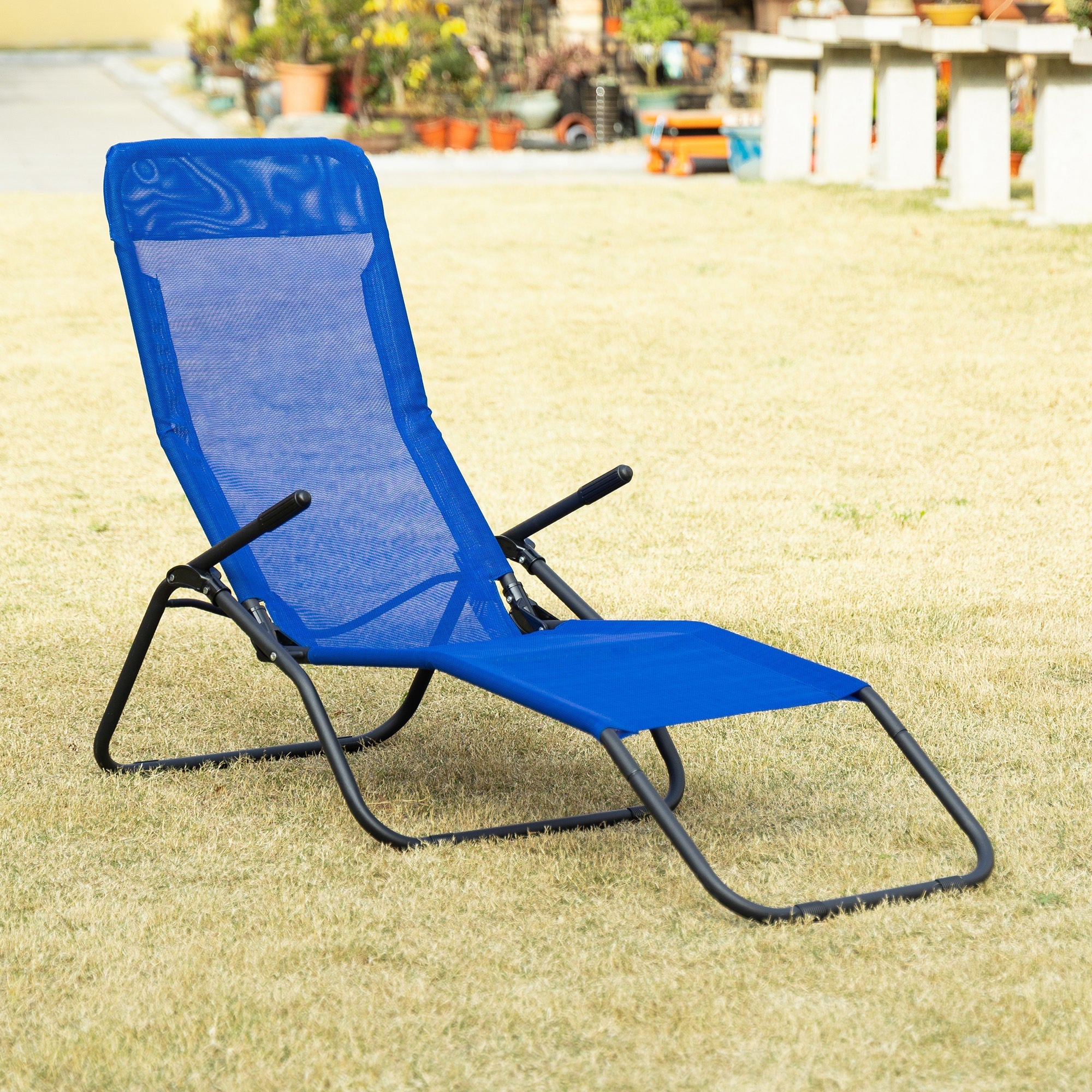Outsunny Mesh Serenity: Zero Gravity Lounge Chair Recliners, Folding Rocking Chair, Outdoor Chaise Lounge for Beach, Poolside, Blue 