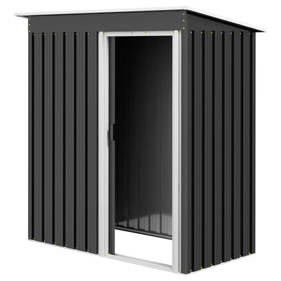 Outsunny Large Outdoor Shed 163x89x182cm Sliding Door, Sloped Roof, Sturdy Steel Frame, Tool Storage, in Black 