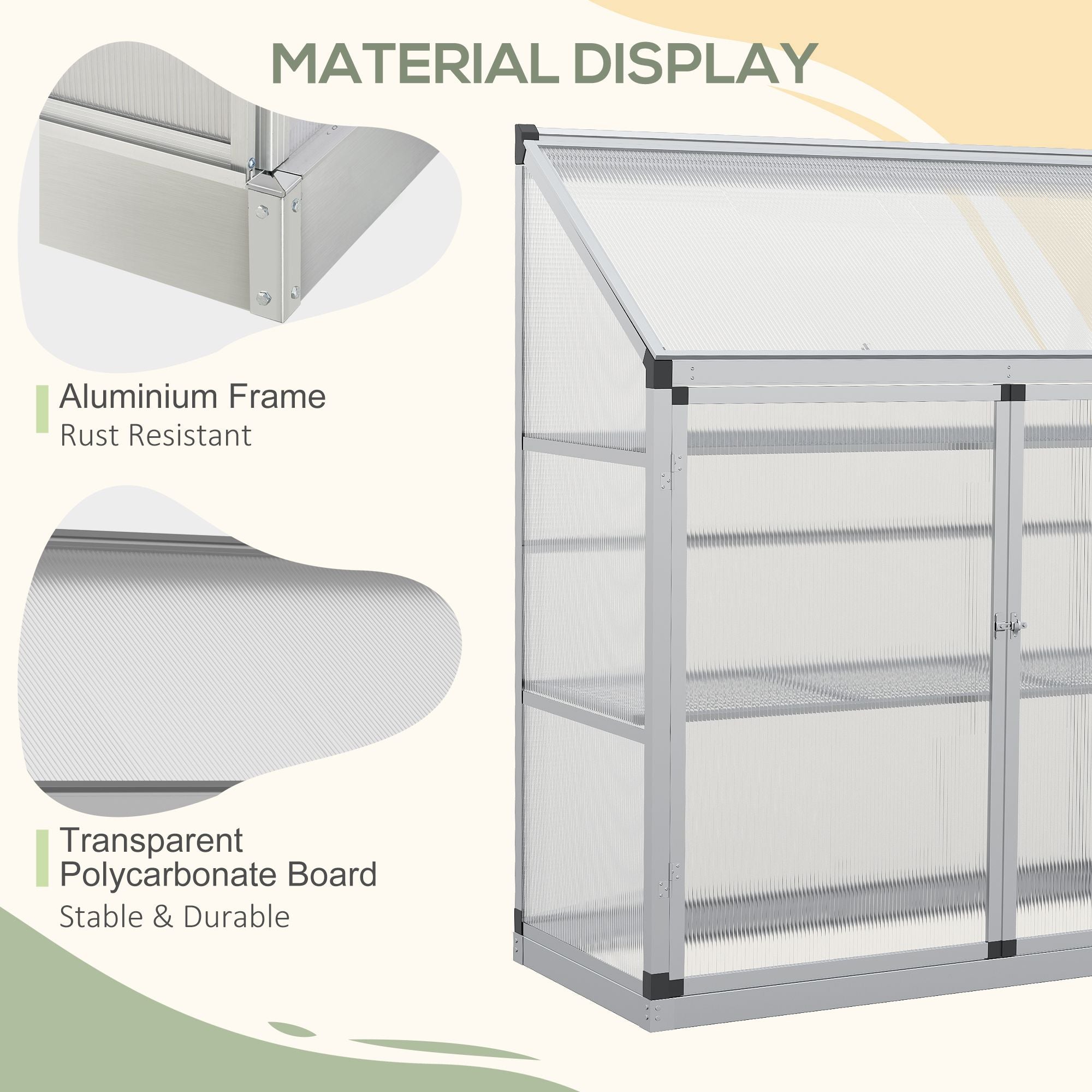 Outsunny Aluminum Cold Frame Greenhouse, Raised Planter Bed Protection with Openable Top and 2 Shelves for Outdoor Indoor 