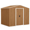 8' x 6' Outdoor Storage Shed, Metal Garden Tool Storage House with Lockable Sliding Doors and Vents for Backyard Patio Lawn, Dark Brown