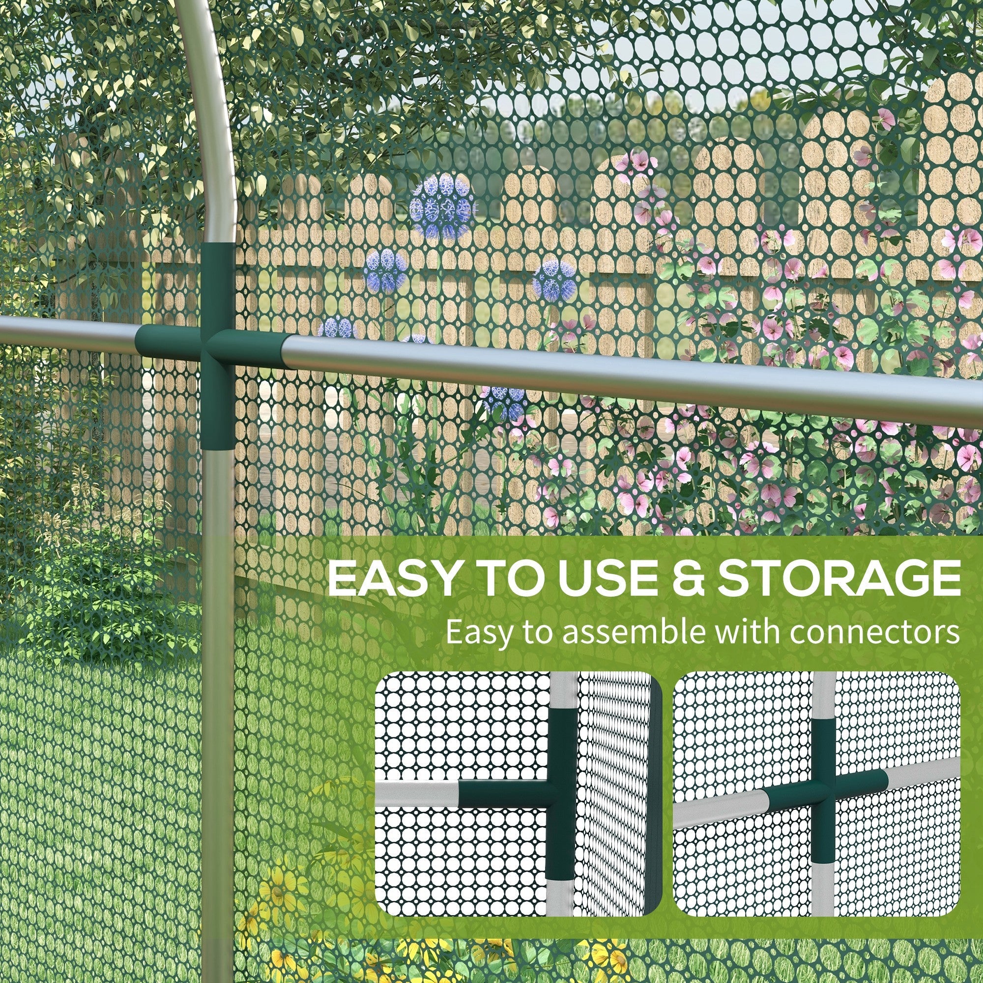 Outsunny Galvanized Steel Crop Cage, Plant Protection Tent with Zippered Door, 4' x 8', Green 