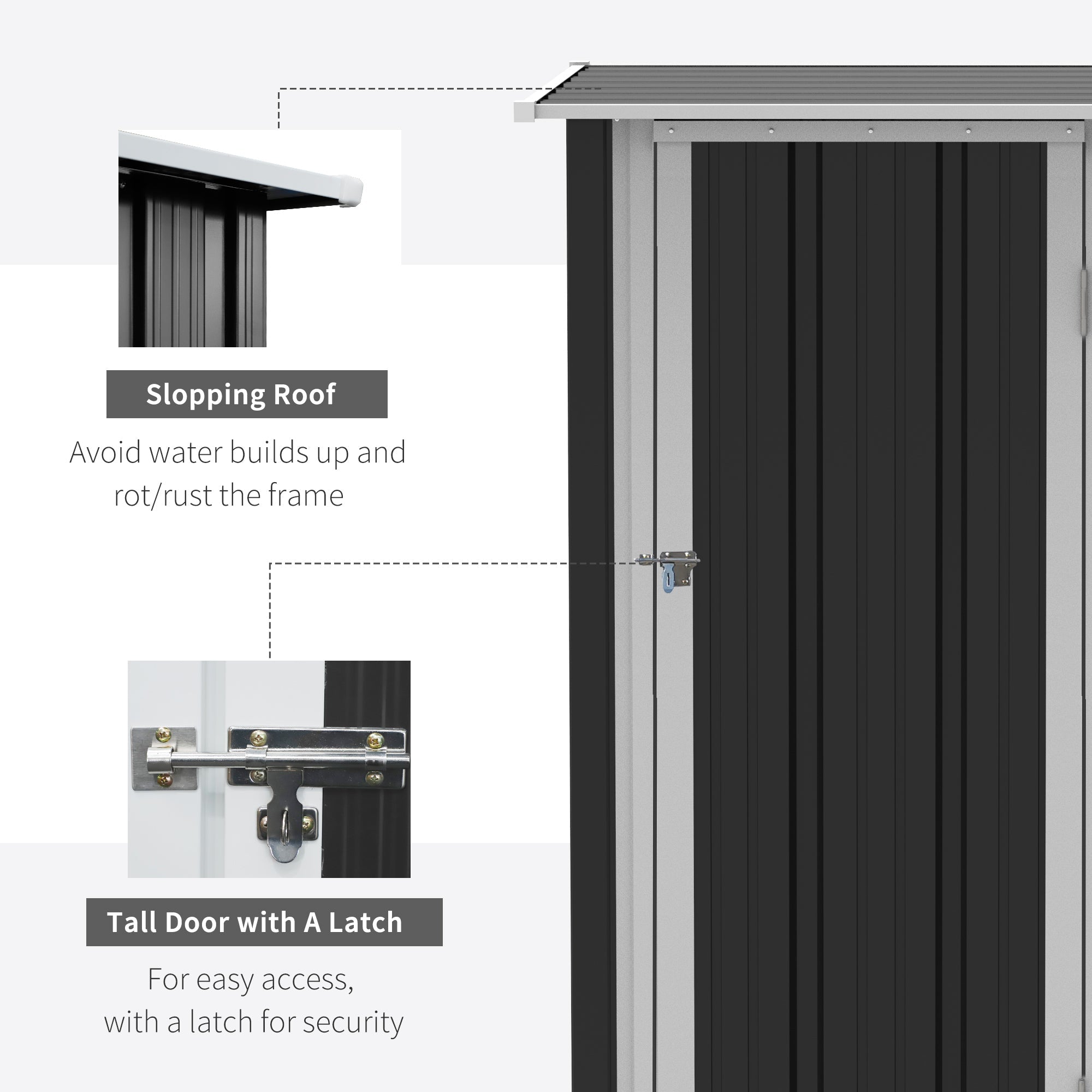 Outsunny 5 x 3ft Outdoor Storage Shed Metal Garden Shed Cabanon with Sloped Roof, Lockable Door for Tool, Grey 