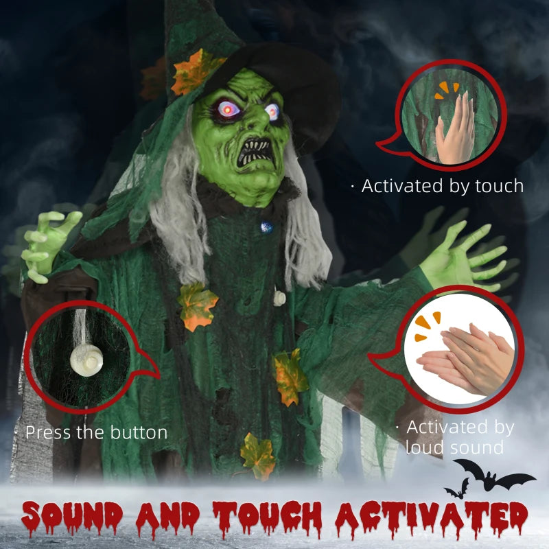 HOMCOM 62” Life-Size Outdoor Halloween Crawling Zombie – Animated Prop with Sound, Motion Activation & Light-Up Eyes 