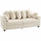Corduroy Couch, 3 Seater Sofa, Modern Upholstered Couch with Curved Armrests and 8 Removable Pillows, Beige