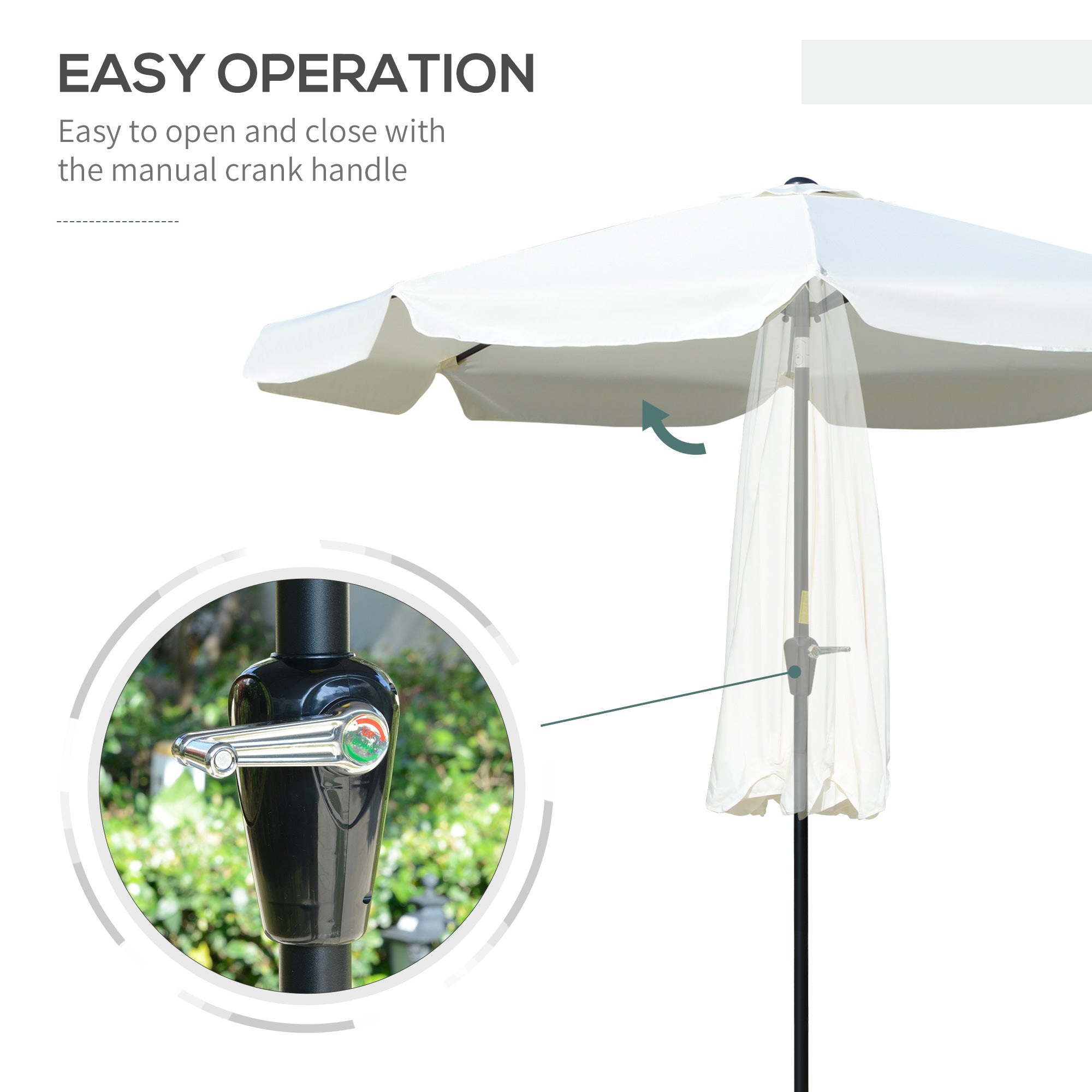 Outsunny Market Umbrella: 8.5ft Round Outdoor Table Umbrella with Tilt Crank for Patio Cream White 