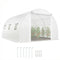 Walk-in Tunnel Greenhouse, Plant Hot House w/ Support Rods, Roll-up Mesh Door, Mesh Windows, 13'x9.8'x6.6', White