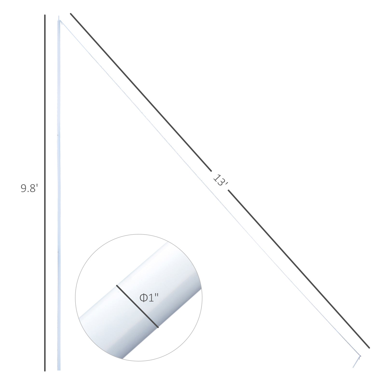 Outsunny Sun Sail Shade Pillar: Adjustable Height Support for Outdoor Canopy Pole 