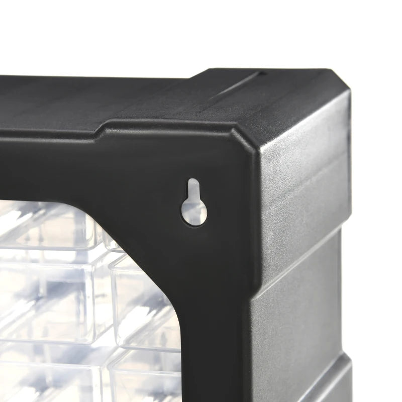 Plastic 39 Drawer Parts Organiser Wall Mount Storage Cabinet for Small Nuts Bolts Tool Black