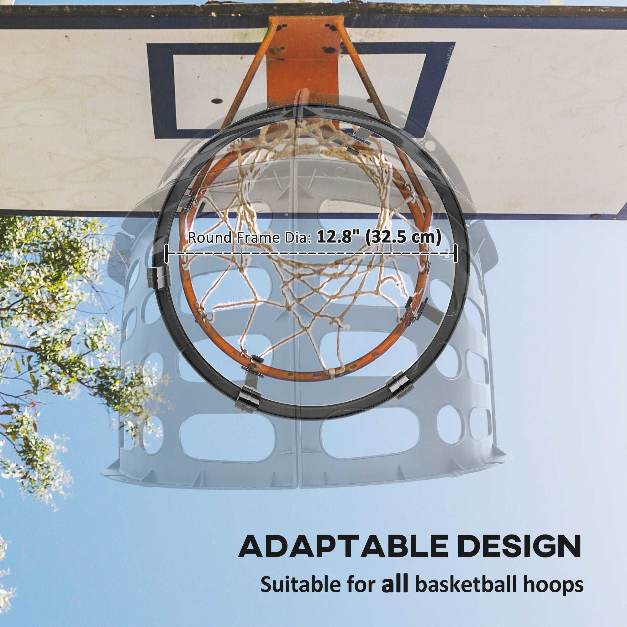 Soozier Basketball Hoop Ball Returner, Height Adjustable Basketball Rebounder with 360° Rotatable Return Chute, Black 