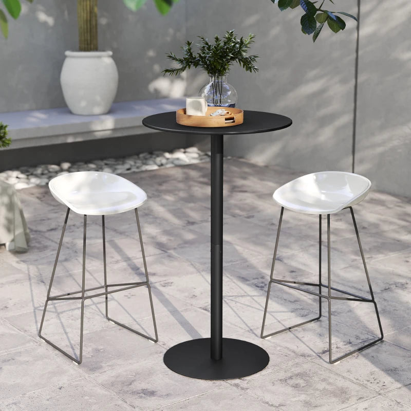 Round Bar Table for 2, Modern Pub Table with Steel Frame, Easy Assembly for Small Space Home Bar Cocktail Bistro, Black