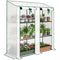 Portable Mini Greenhouse Green House with 3 Tier Shelves, Reinforced PE Cover, Roll-up Doors, 56.3