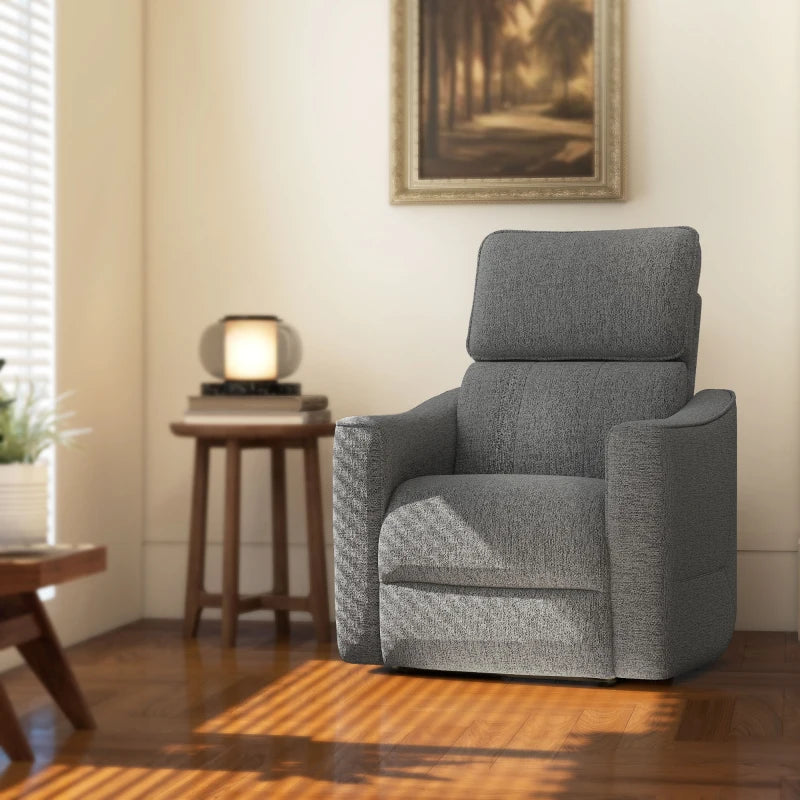 Power Recliner Chair, Linen-look Fabric Upholstered Recliner Chair with USB Ports, Footrest, Dark Grey