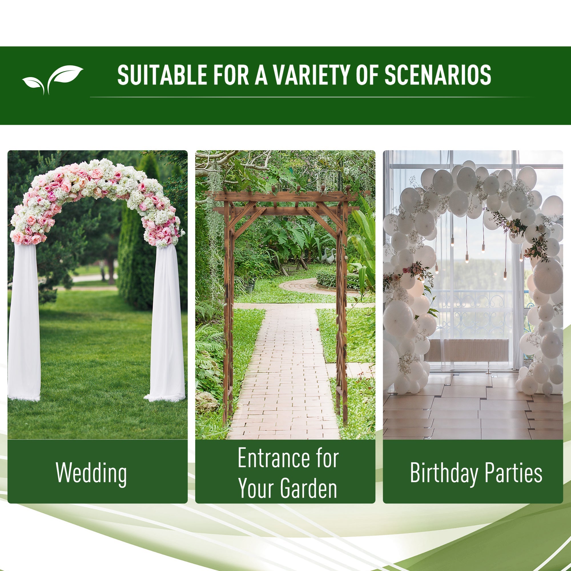 Outsunny Garden Trellis Arch 79", Wooden Arched Pergola for Climbing Plants, Fir Wood Frame 