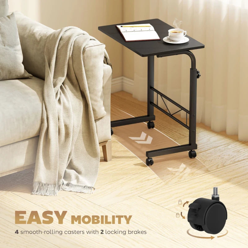 Mobile Standing Desk with Adjustable Height, 23.5 inch Stand Up Desk with Wheels, Black