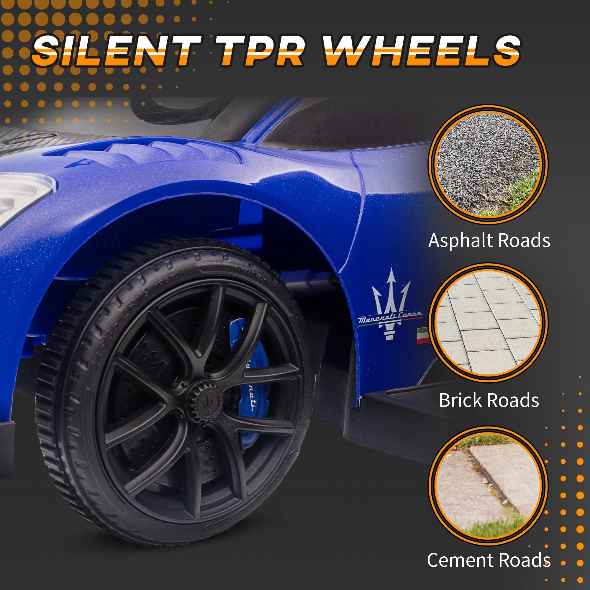 Qaba 6V Maserati GT2 Licensed Electric Car for Kids, Ride on Car with Under Seat Storage, LED Headlights Music, Blue 