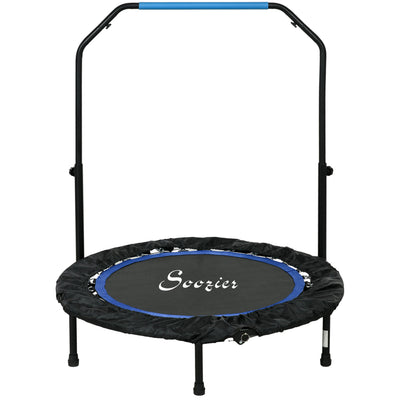 Soozier 40" Foldable Mini Fitness Trampoline, with Adjustable Foam Handle, Blue 